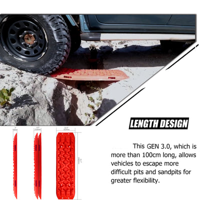 X-BULL 2 Pairs Recovery tracks Sand Mud Snow 4WD / 4x4 ATV Off-road Stronger Gen 3.0 - Red