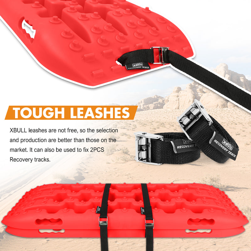 X-BULL 2 Pairs Recovery tracks Sand Mud Snow 4WD / 4x4 ATV Off-road Stronger Gen 3.0 - Red