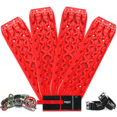X-BULL 2 Pairs Recovery tracks Sand Mud Snow 4WD / 4x4 ATV Off-road Stronger Gen 3.0 - Red