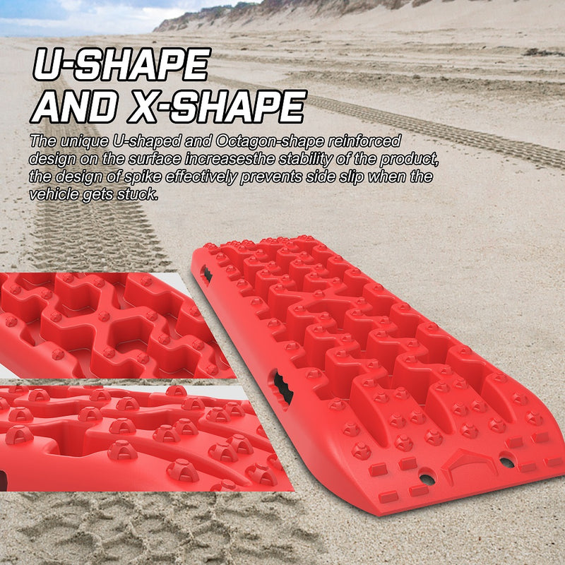 X-BULL Recovery tracks Sand tracks 2pcs 10T Sand / Snow / Mud 4WD Gen 3.0 - Red