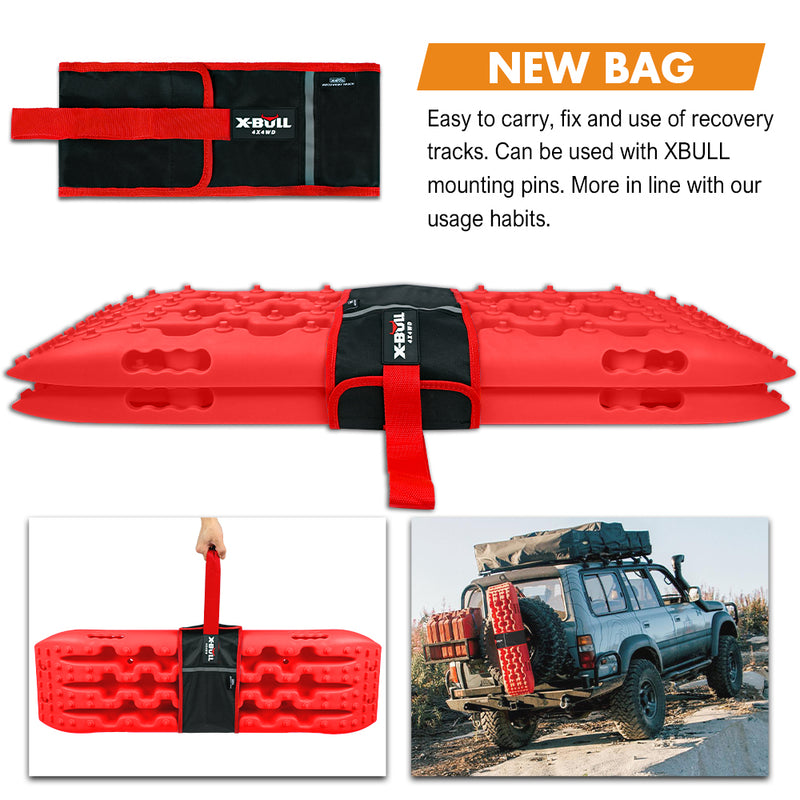 X-BULL 2 Pairs Recovery tracks Sand Mud Snow 4WD / 4x4 ATV Off-road Stronger Gen 3.0 - Red