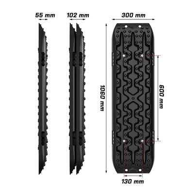 X-BULL Recovery tracks / Sand tracks / Mud tracks / Off Road 4WD 4x4 Car 2pcs Gen 3.0 - Black
