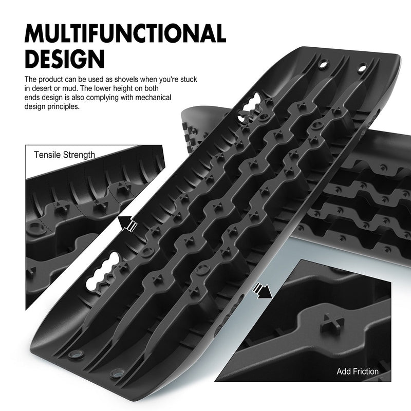 X-BULL Recovery Tracks Sand Track Mud Snow 2 pairs Gen 2.0 Accessory 4WD 4X4 - Black