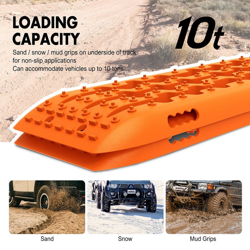 X-BULL Recovery Tracks Sand Track Mud Snow 10T 2 Pairs 4PC 4WD 4X4 Gen 2.0 Orange