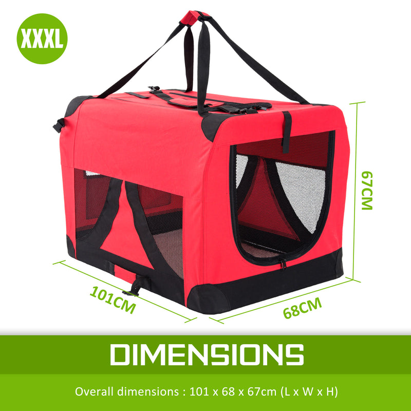 Portable Soft Dog Cage Crate Carrier XXXL RED