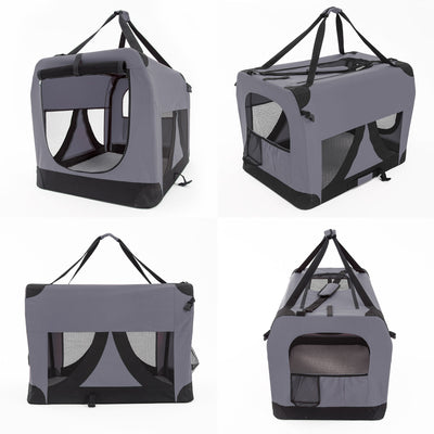 Portable Soft Dog Cage Crate Carrier L GREY