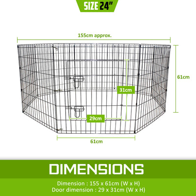 Pet Playpen Foldable Dog Cage 8 Panel 24in