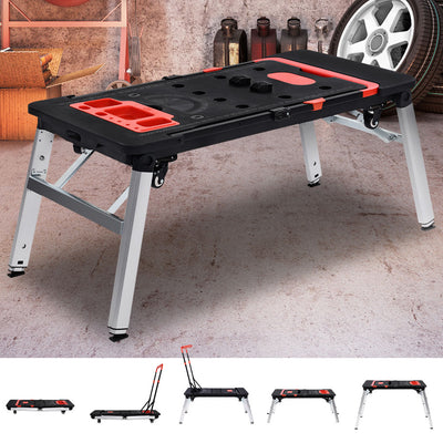 7 in1 Work Bench Platform Station Workbench Hand Truck Trolley Sawhorse Creeper Black