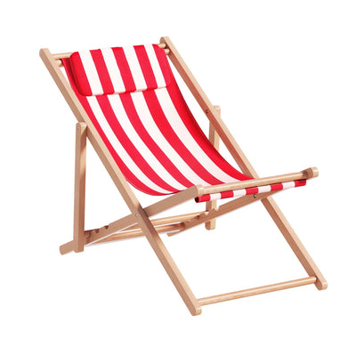 Gardeon Outdoor Deck Chair Wooden Sun Lounge Folding Beach Patio Furniture Red