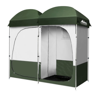 double camping shower, toilet and changing room  tents green