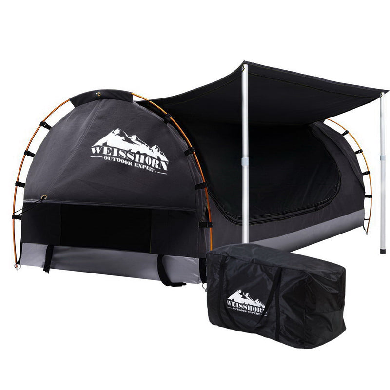 double swag canvas tent dark grey 