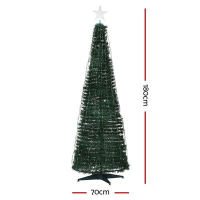 Jingle Jollys Christmas Tree 1.8M 298 LED Xmas Multi Colour Lights Optic Fibre