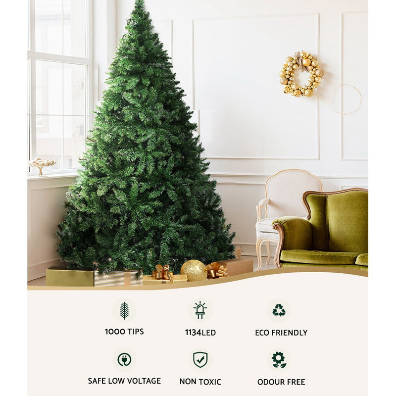 Jingle Jollys Christmas Tree 2.1m Xmas Tree Decorations 1134 LEDs 8 Light Mode