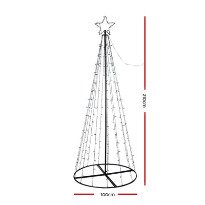 Jingle Jollys Solar Christmas Tree 2.1M 264 LED Xmas Tree Decor Multi Colour