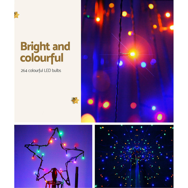 Jingle Jollys Solar Christmas Tree 2.1M 264 LED Xmas Tree Decor Multi Colour