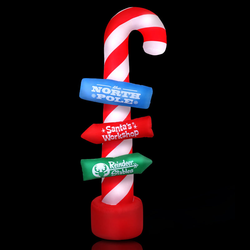 Jingle Jollys Christmas Inflatable Candy Pole 2.4M Illuminated Decorations