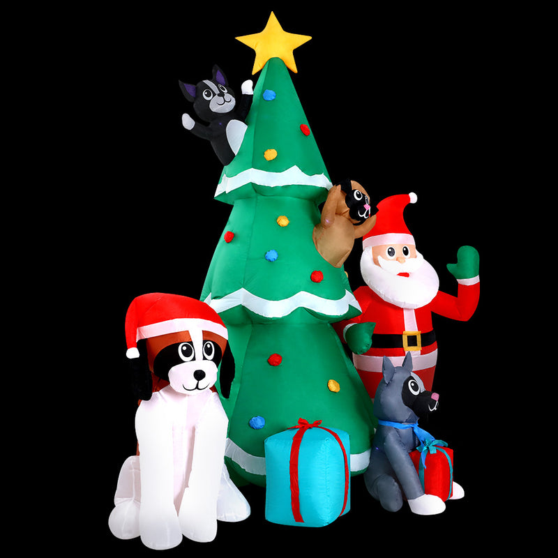 Jingle Jollys Christmas Inflatable Santa Tree 3M Illuminated Decorations