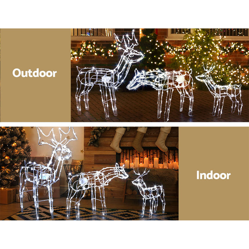 Jingle Jollys Christmas Lights 3 Pcs Reindeers 250 LED Decorations