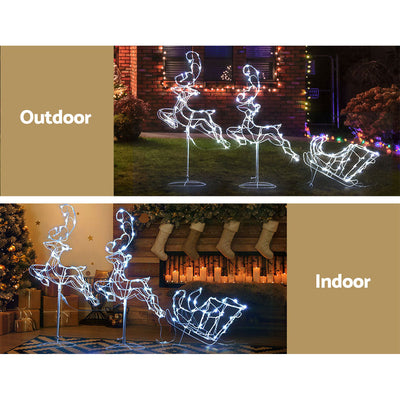 Jingle Jollys Christmas Lights Reindeer Sleigh 120 LED Decorations