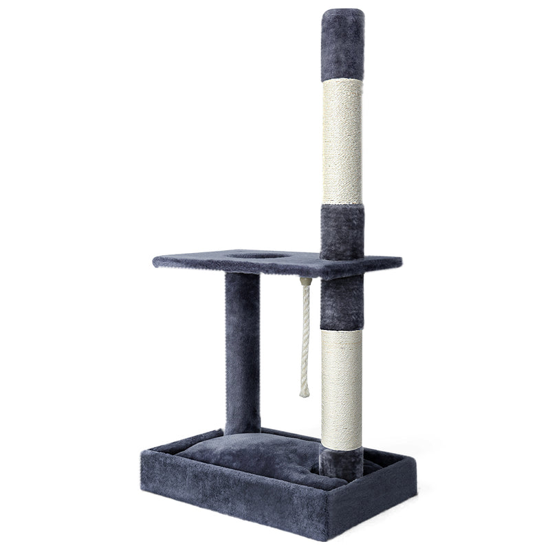 cat scratching post grey plush velvet